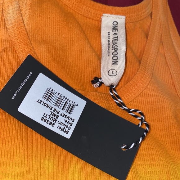 One Teaspoon Tie Dye SUNSET STRIPE RIB SINGLET Bower Bird Logo Small - Picture 8 of 16